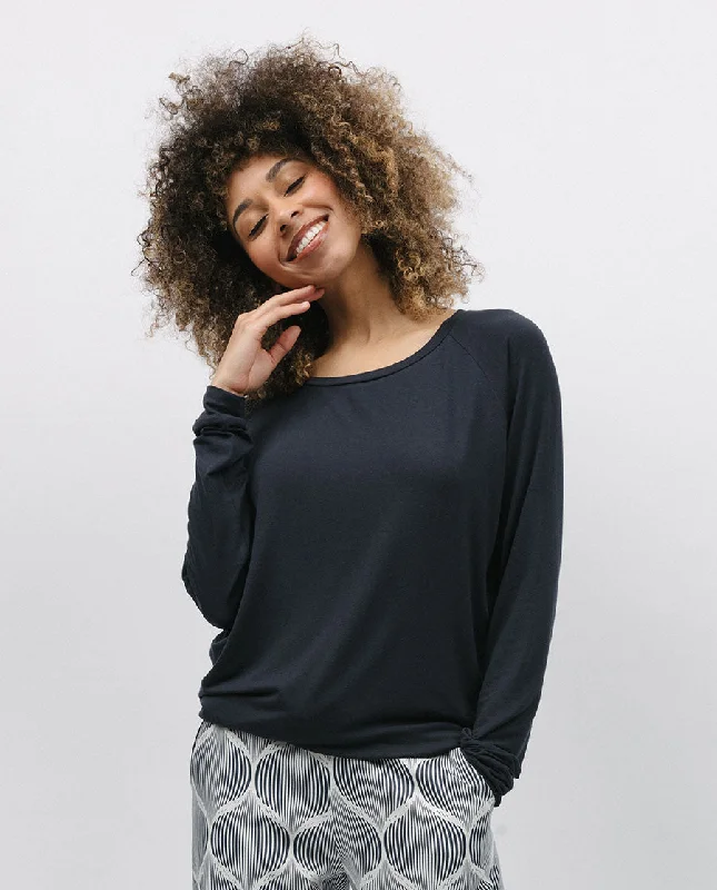 Charcoal Slouch Jersey Pyjama Top Solid Color Jersey Shirt