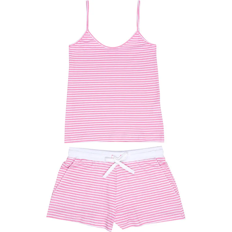 Women's Peony Stripe Jersey Camisole Set Hemp Jersey Tee