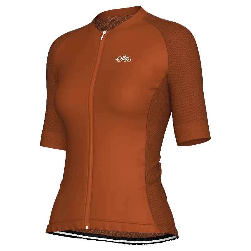 Dahlia Brown Pro Series Women's Cycling Jersey Gold Jersey Tee