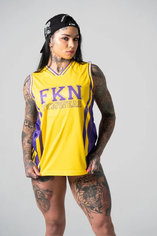 Elevate | Women's Gym Training Basketball Jersey | Yellow Vintage Jersey Tee