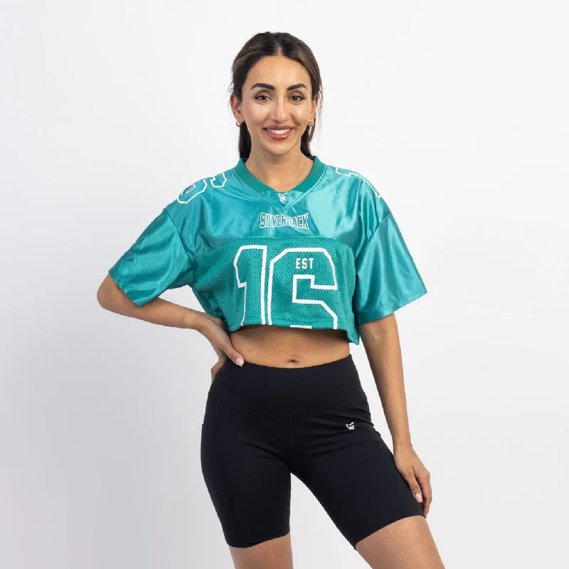 End Zone Crop Jersey Sky Blue Jersey Tee