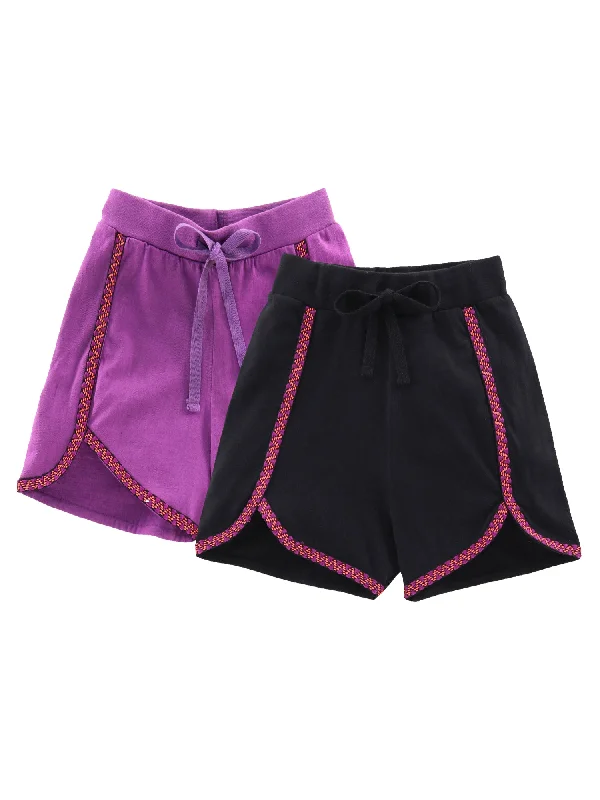 Girls Cotton Jersey Shorts -Pack of 2 Luxury Jersey Tee