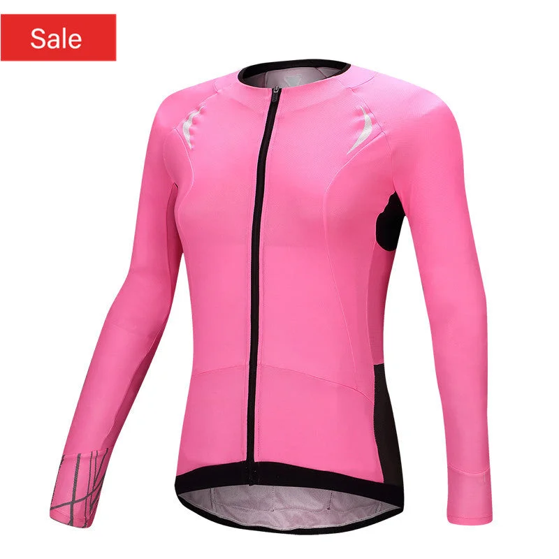 Santic Eyre Pink Women Jersey Long Sleeve Polka Dot Jersey Shirt