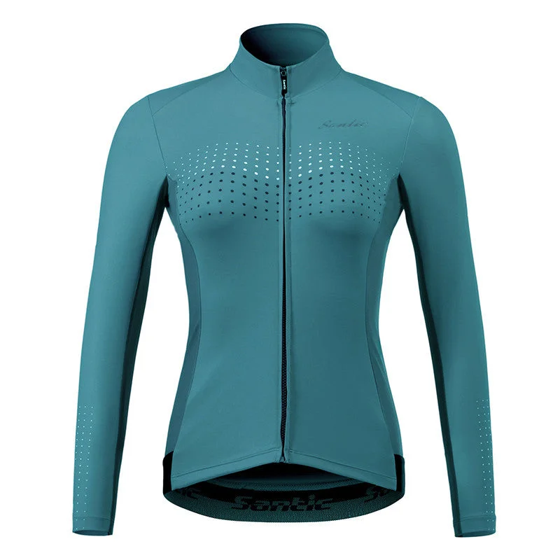 Santic Taki Cycling Jersey Women Long Sleeve Blue Pastel Jersey Tee