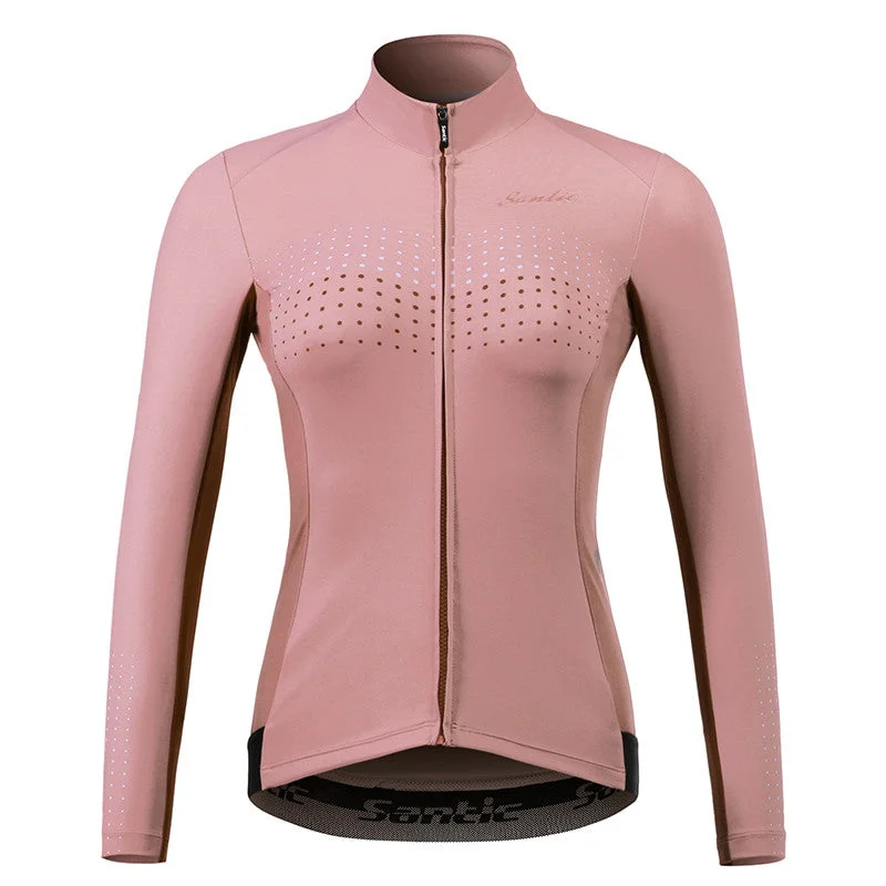 Santic Taki Cycling Jersey Women Long Sleeve Pink Bright Color Jersey Top