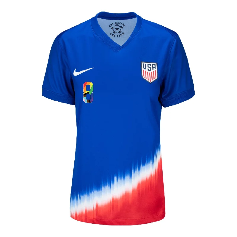 Women's Nike USMNT 2024 Pride-Themed Away McKennie 8 Stadium Jersey Turquoise Jersey Tee