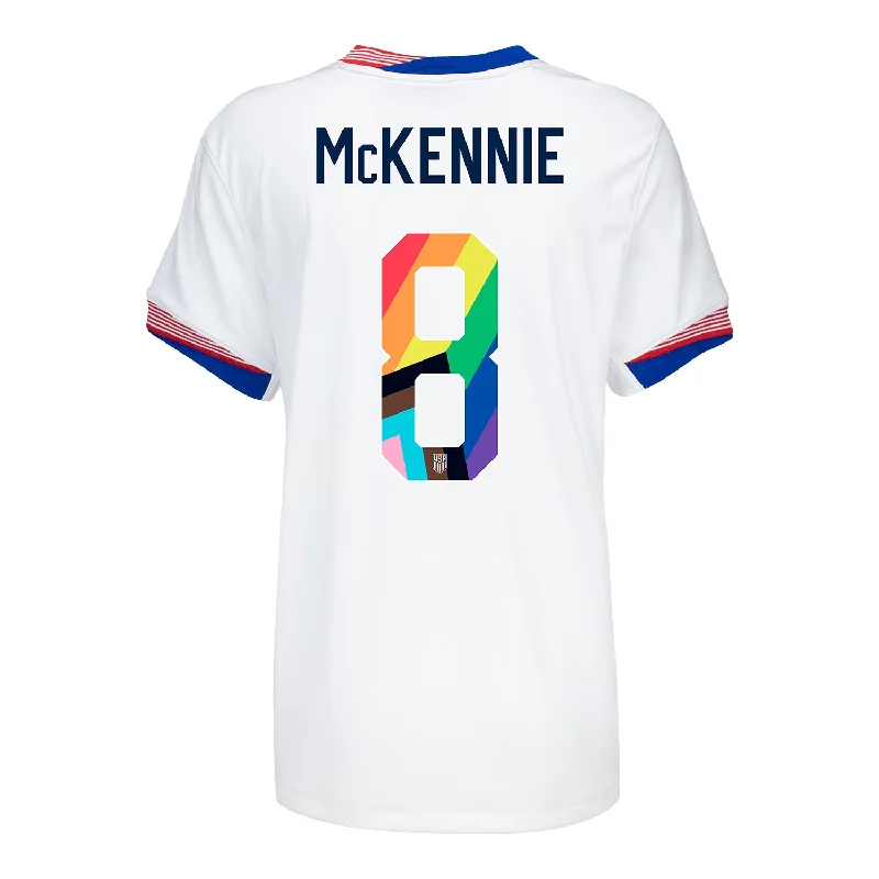 Women's Nike USMNT 2024 Pride-Themed Home McKennie 8 Stadium Jersey Ash Gray Jersey Tee