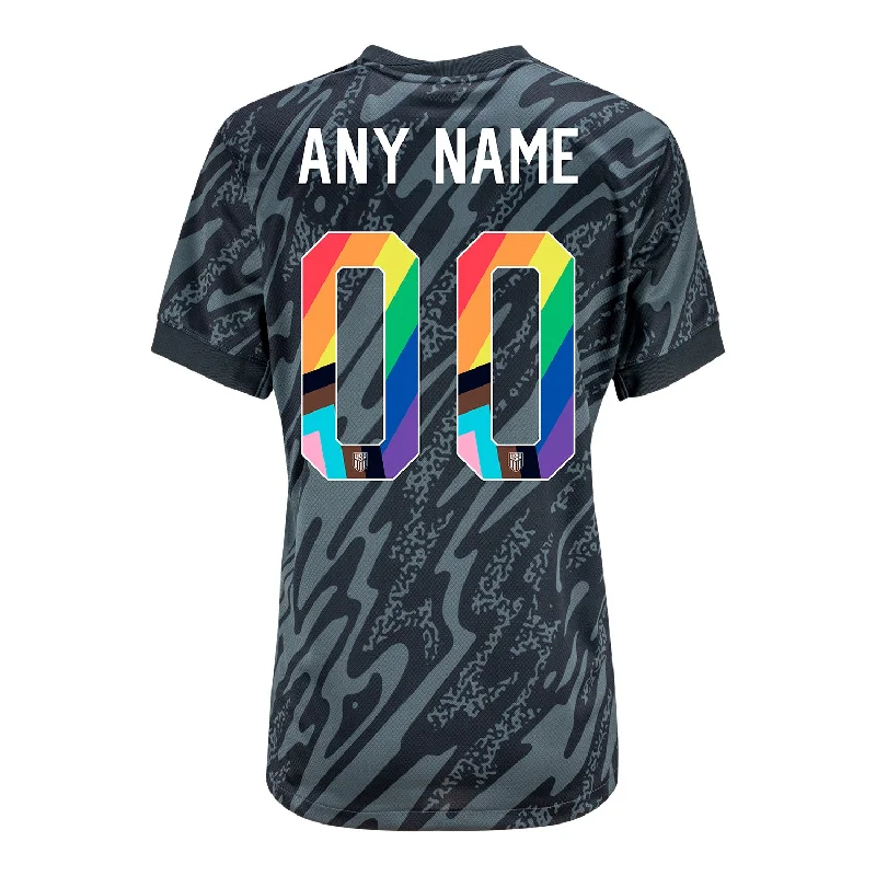 Women's Nike USMNT 2024 Personalized Pride-Themed Stadium Short Sleeve Goalkeeper Jersey Trendy Jersey Shirt