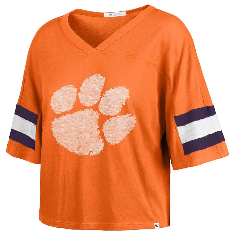 Clemson Double Header Scout Crop Short Sleeve T-Shirt Asymmetrical Pockets Print