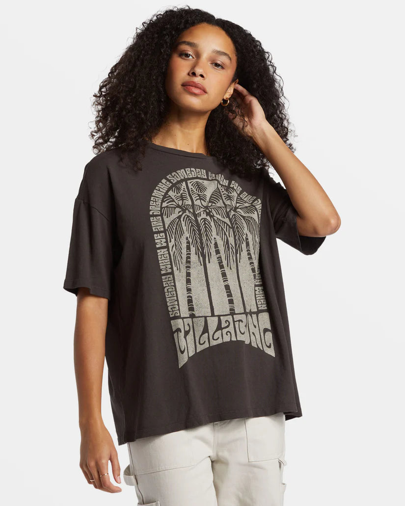 BILLABONG WE ARE DREAMING OVERSIZED WOMENS TEE - OFF BLACK Lace Blend Ribbed Blend Corduroy Blend