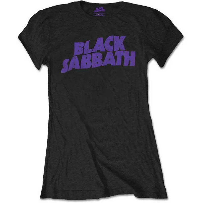 BLACK SABBATH Attractive T-Shirt, Wavy Logo Vintage Striped Floral Plaid