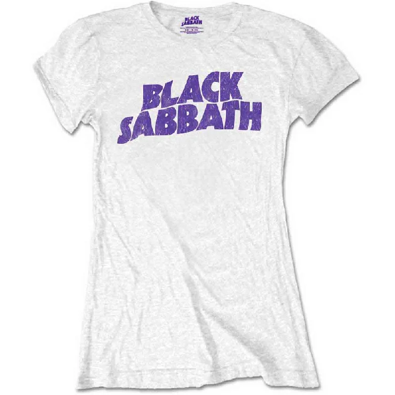 BLACK SABBATH Attractive T-Shirt, Wavy Logo Vintage Houndstooth Herringbone Solid