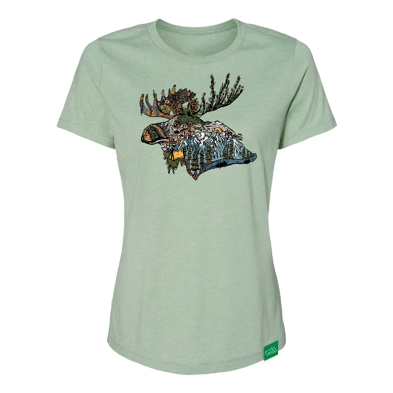 Boho Moose Womens Relaxed T-Shirt Ribbed T-Shirt High Neck Heavyweight