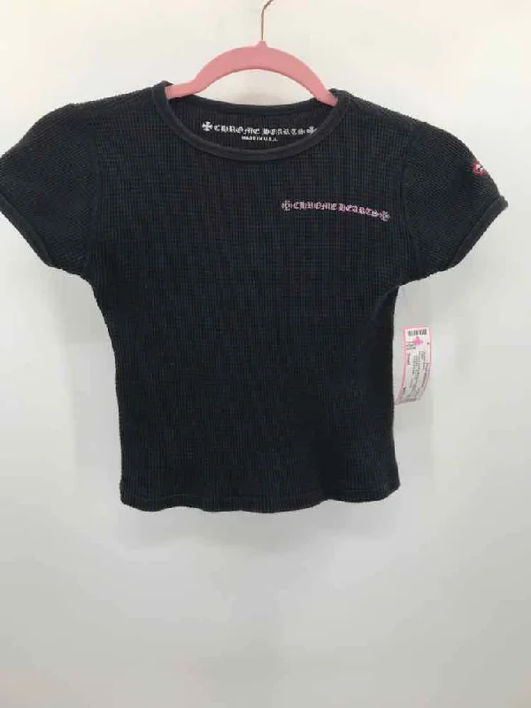 Pre-Owned Chrome Hearts Black Size Small Graphic Cropped T-shirt Cashmere Blend Cotton Blend Poly Blend