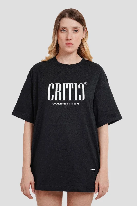 Critic Black Printed T-Shirt Welt Pockets Slit Pockets