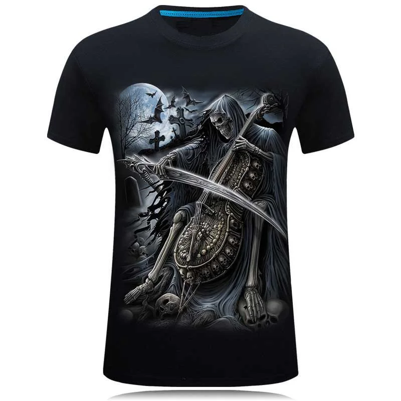 Death Design T-shirt / Men Heavy-Metal Reaper Skull / Rock Style 3D printed Streetwear G04 Spandex Blend Rayon Blend Denim Blend Death Design T-shirt / Men Heavy-Metal Reaper Skull / Rock Style 3D printed Streetwear G04 Spandex Blend Rayon Blend Denim Blend