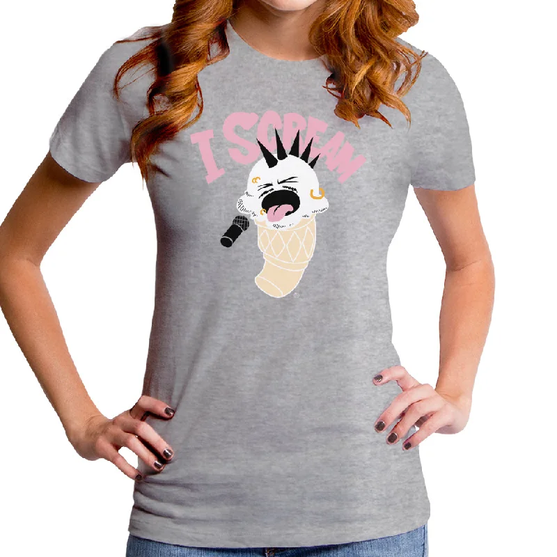 You Scream, Ice Cream Women's T-Shirt Notch Collar Peter Pan Collar Cowl Neck