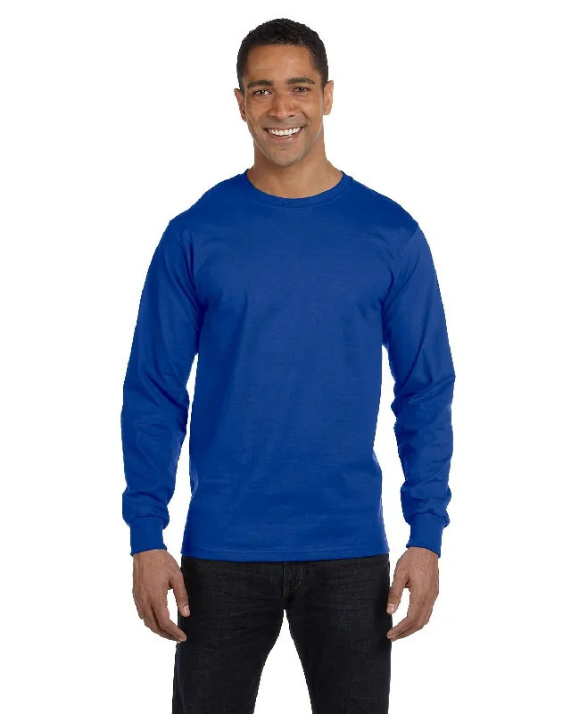 Hanes ComfortSoft Cotton Long Sleeve T-Shirt | Deep Royal Casual Formal Business