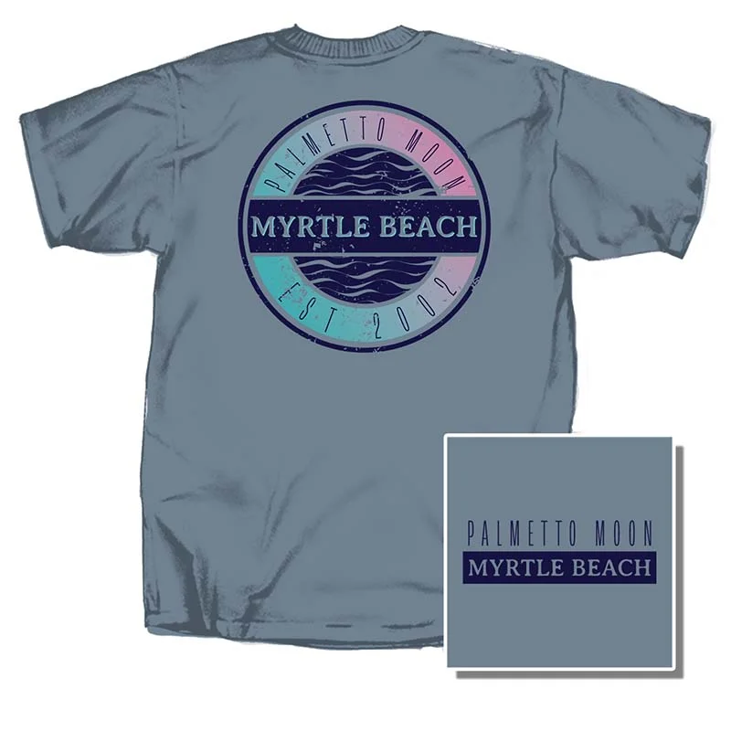 Myrtle Beach Circle Logo Short Sleeve T-Shirt Spandex Blend Rayon Blend Denim Blend