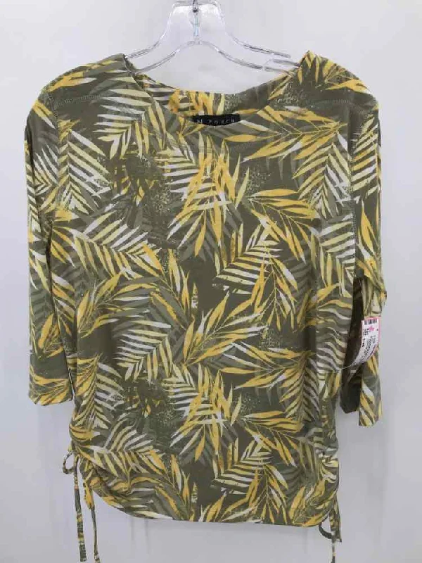 Pre-Owned N Touch Yellow Size Small Printed T-shirt Sequined Glittery Shiny