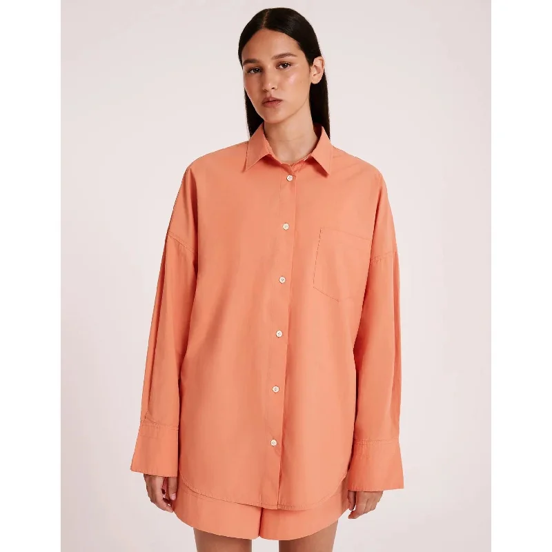 Nude Lucy Sigrid Poplin Shirt - Watermelon Thin T-Shirt Open Front Quick Dry