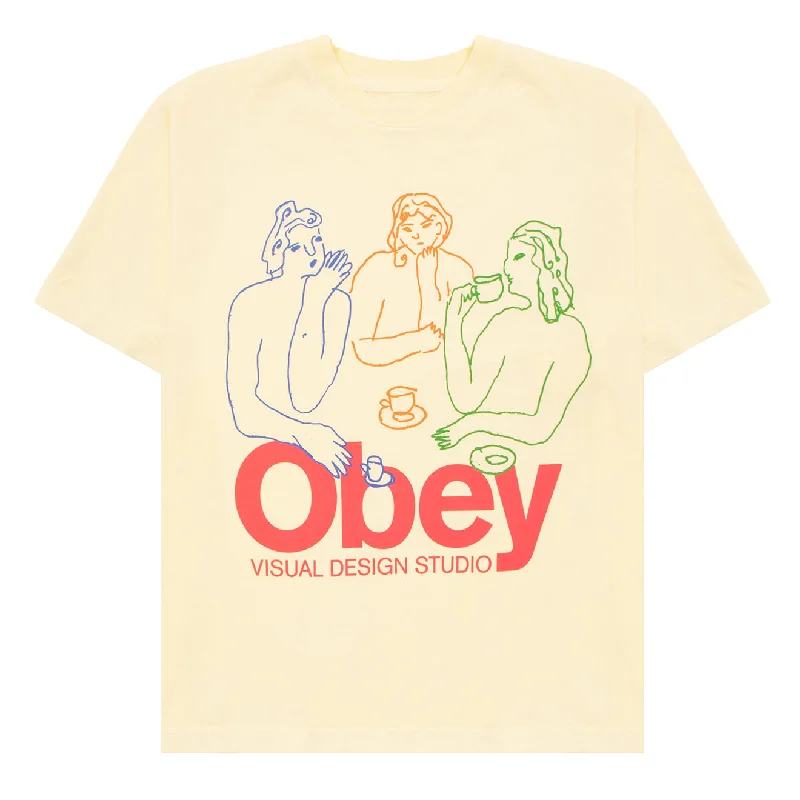 Obey Womens The Tea Tee Pigment Unbleached Collared Crew Neck Turtle Neck