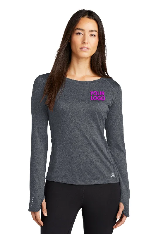 OGIO ENDURANCE Ladies Long Sleeve Pulse Custom Tees, Gear Grey Print Jacquard Patchwork