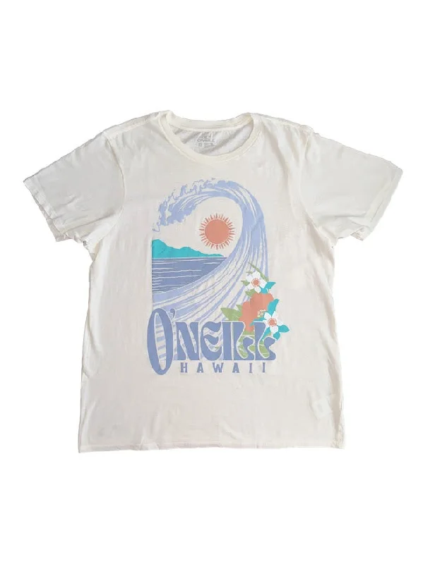 O'NEILL HAWAIIAN HAVEN WOMENS TEE - WHITE Ribbed Striped Patterned