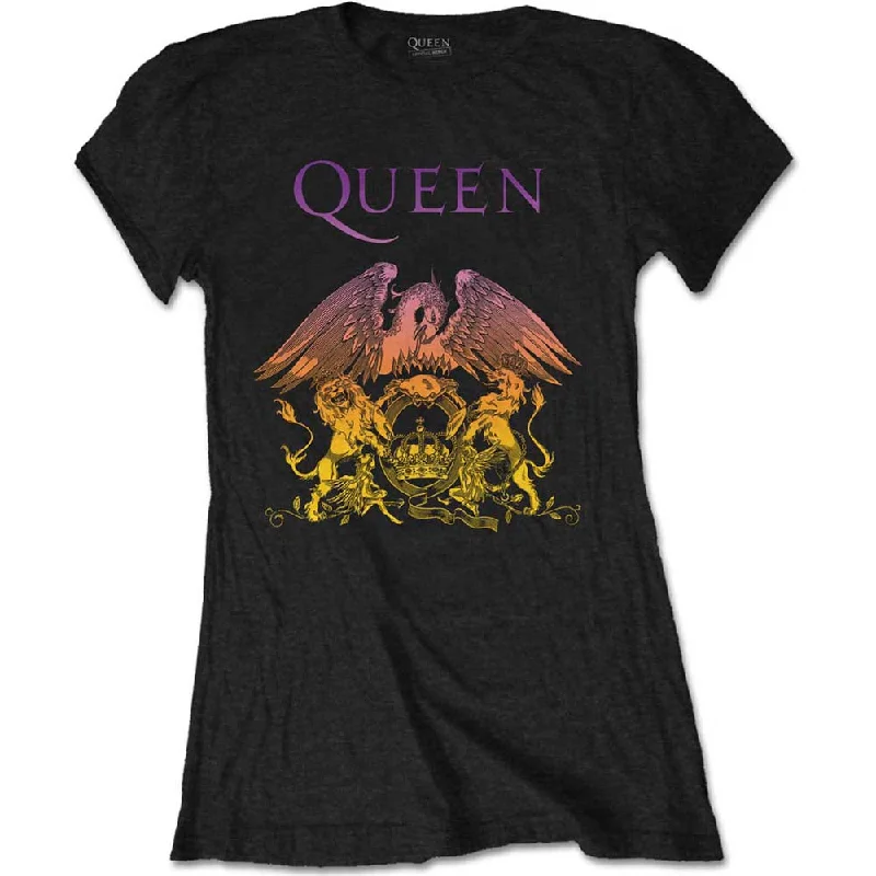 Queen Gradient Crest Ladies T-Shirt Fashionable Trendy Casual