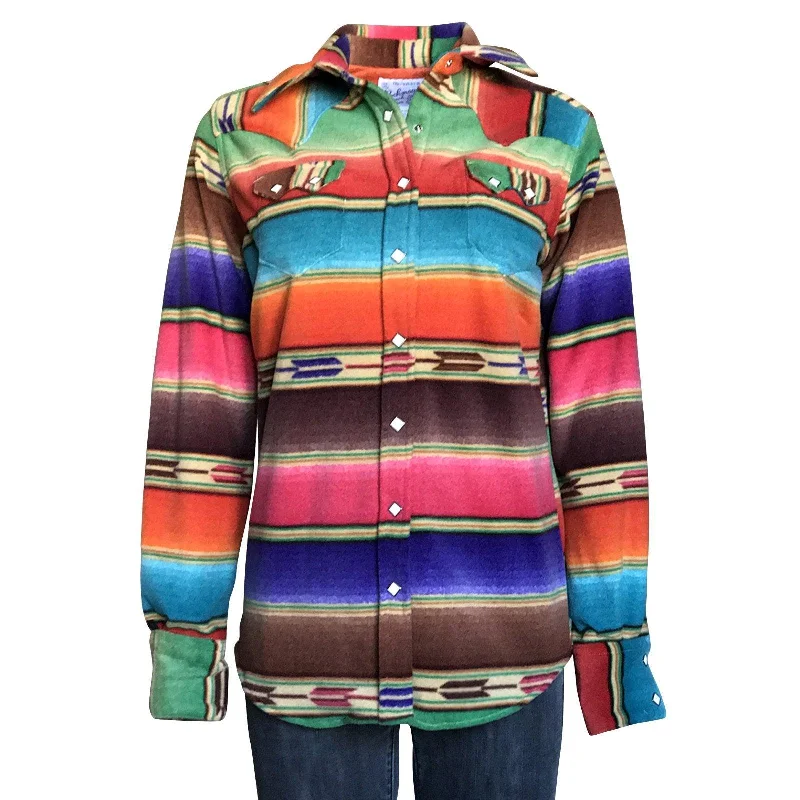 Rockmount Ranch Wear Womens Native Pattern Serape Stripe Fleece Western Shirt Print Jacquard Patchwork