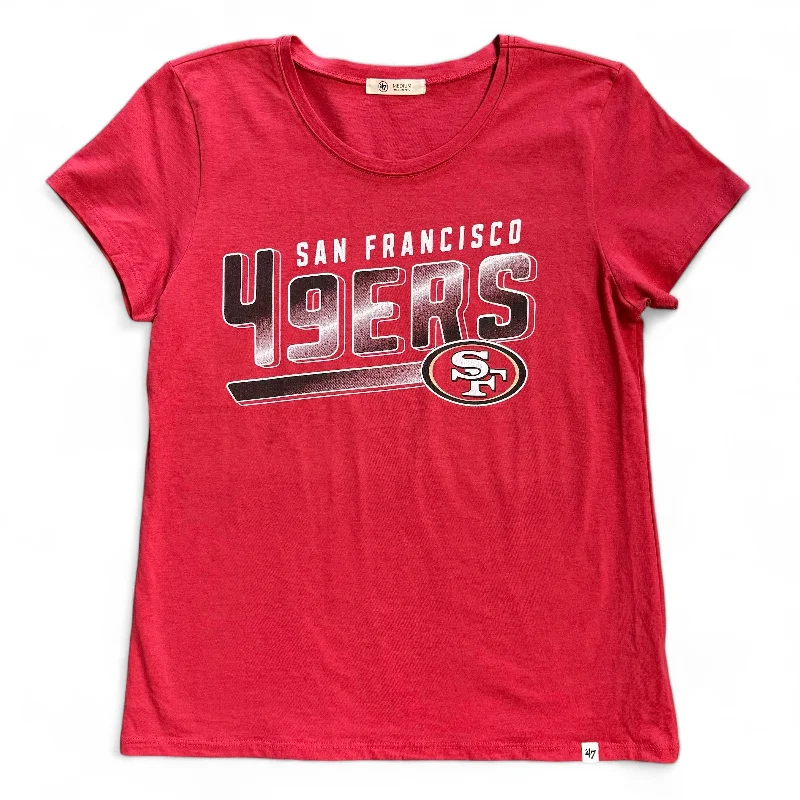 San Francisco 49ers '47 Women's Pep Up Frankie T-Shirt - Red Denim Fabric Leather Fabric Suede Fabric