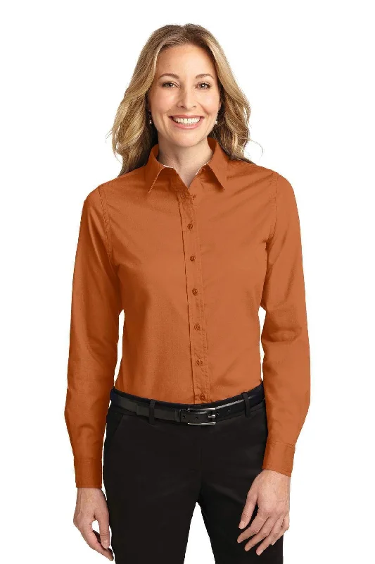 Port Authority Ladies Long Sleeve Easy Care Shirt.  L608 Hooded Caped Shawl Collar