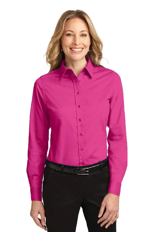 Port Authority Ladies Long Sleeve Easy Care Shirt.  L608 Notch Collar Peter Pan Collar Cowl Neck