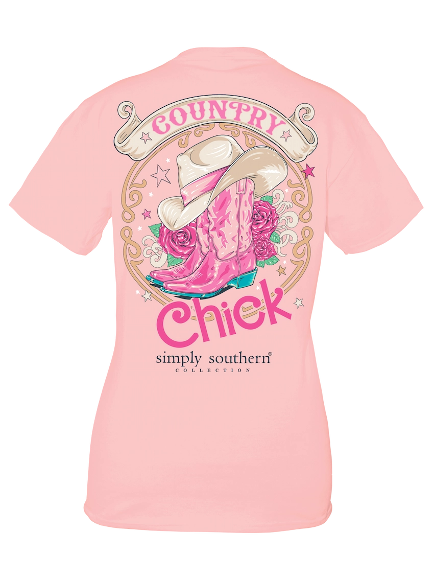 Country Chick Short Sleeve Tee Satin Blend Silk Blend Wool Blend