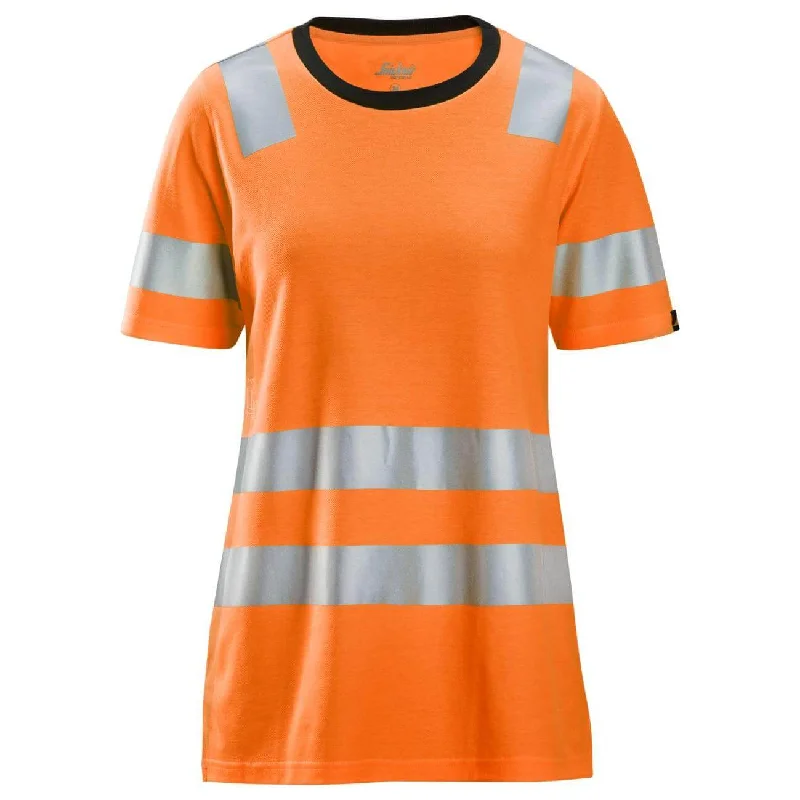 Snickers 2537 Women's Hi Vis T-Shirt Class 2 Notch Collar Peter Pan Collar Cowl Neck