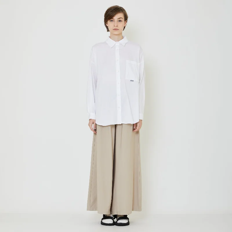 Women Oversized Shirt - Off White - SW2402034A Welt Pockets Slit Pockets Flap Pockets