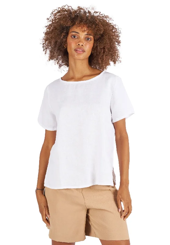 Teena-Linen White T-Shirt Spandex Blend Rayon Blend Denim Blend