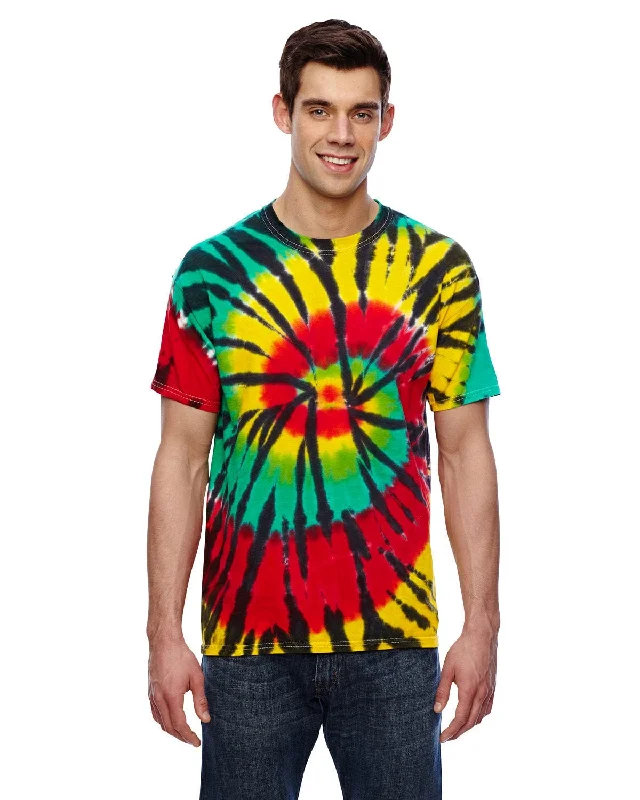 Tie-Dye 100% Cotton Tie-Dyed T-Shirt | Rasta Web Collared Crew Neck Turtle Neck