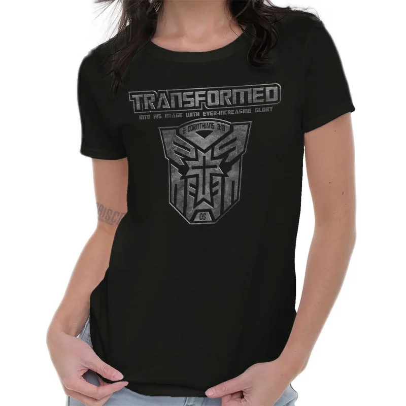 Transformed Christian Ladies T Shirt Graphic T-Shirt Round Neck Polyester