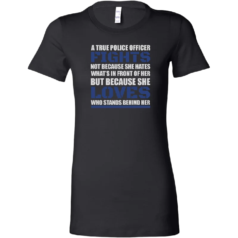 True Police Officer Thin Blue Line Women's T-Shirt Spandex Blend Rayon Blend Denim Blend