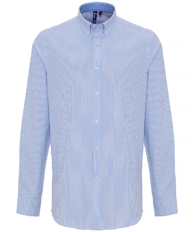 White/Light Blue - Cotton-rich Oxford stripes shirt Striped Floral Plaid