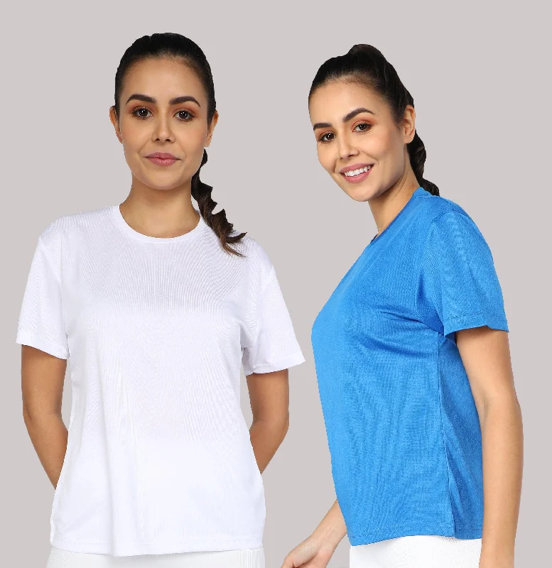 Womens Dry-Fit Sports Combo T.shirt (Blue & White) Lace Blend Ribbed Blend Corduroy Blend Womens Dry-Fit Sports Combo T.shirt (Blue & White) Lace Blend Ribbed Blend Corduroy Blend