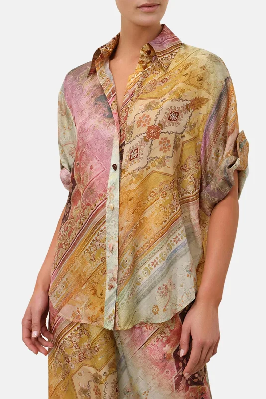 Tallow Relaxed Shirt Ombre Multi Mesh Blend Leather Blend Suede Blend