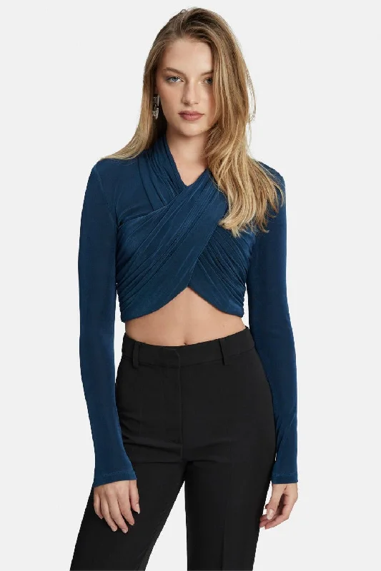 Wren Wrap Knit Top - Teal Modern Knit Blouse