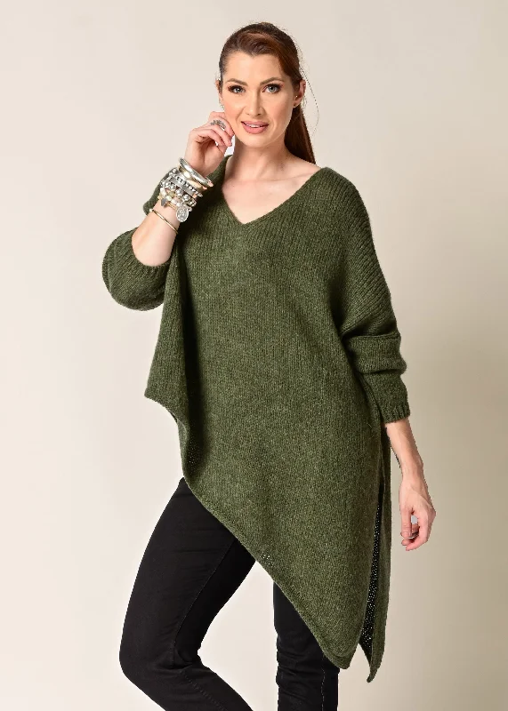 Aysha Knit Top in Khaki Patterned Knit Tee