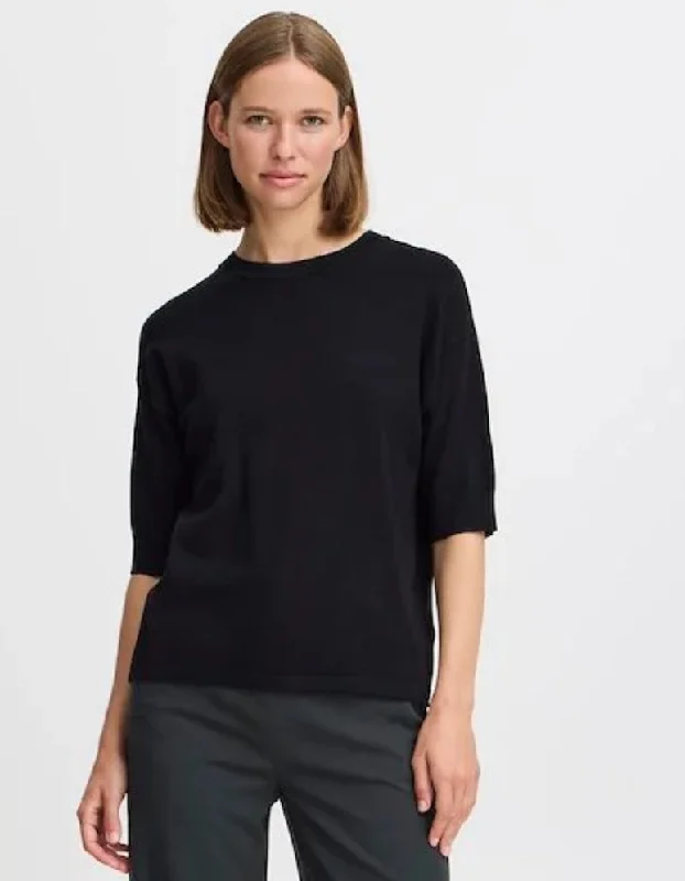 BY MORLA KNIT TOP BLACK Olive Green Knit Blouse