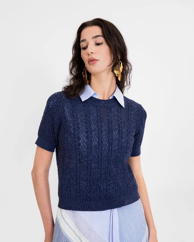 Diane Knit Top Geometric Knit Tee