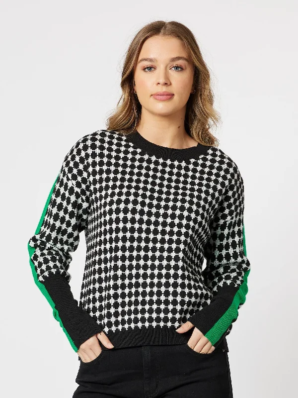 Hope Contrast Knit Top - Black/Green Bohemian Knit Top