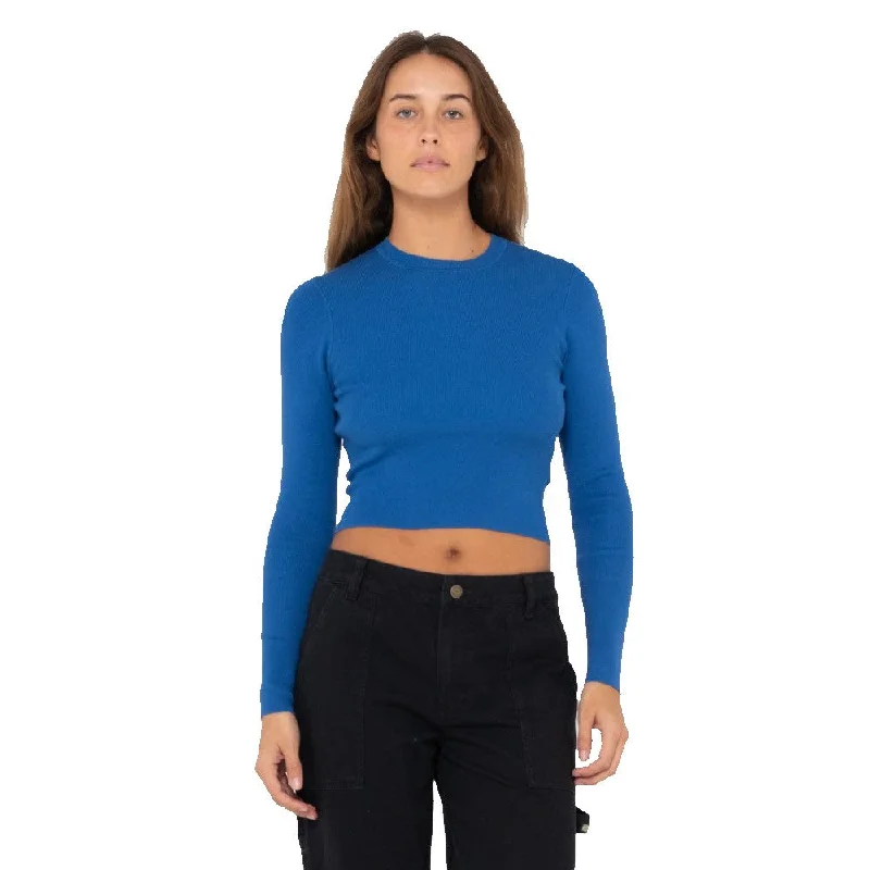 Amelia Cropped Long Sleeve Knit Top - Womens Autumn Knit Shirt