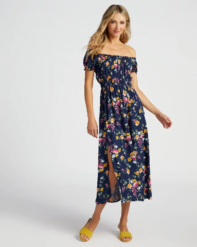 Bright Floral Midi Dress Tunics Trousers formal